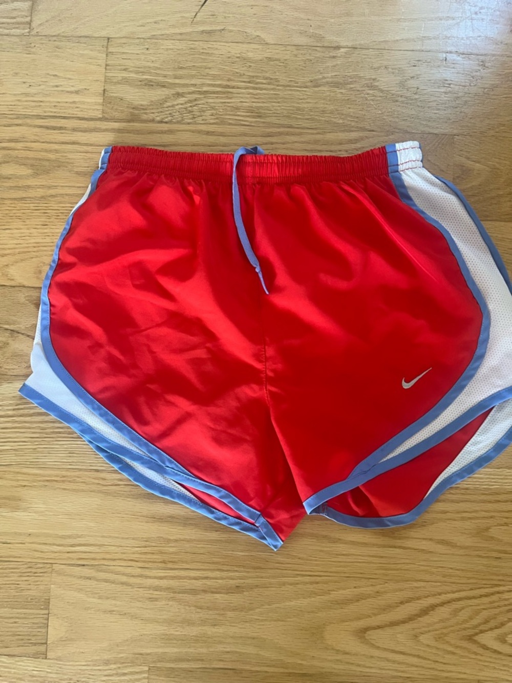 Nike Red Shorts with Light Blue Drawcord